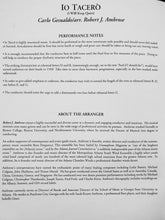 Load image into Gallery viewer, Io Tacero (I Will Keep Quiet) Carlo Gesualdo arr. Robert J. Ambrose