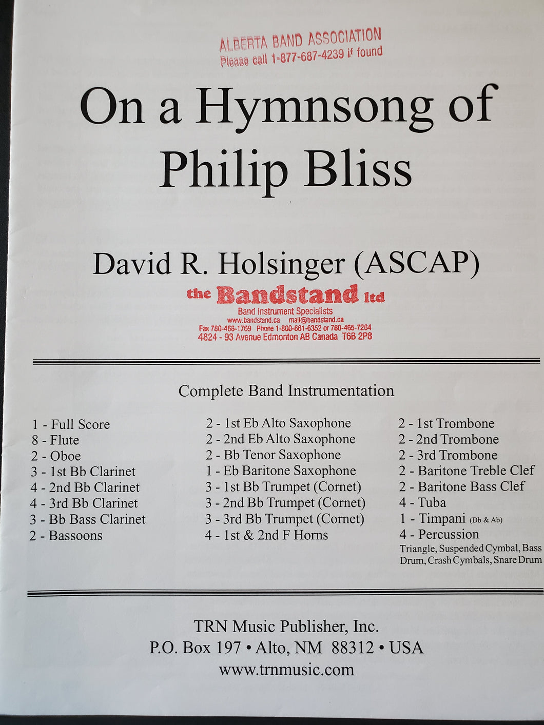 On a Hymnsong of Philip Bliss David Holsinger