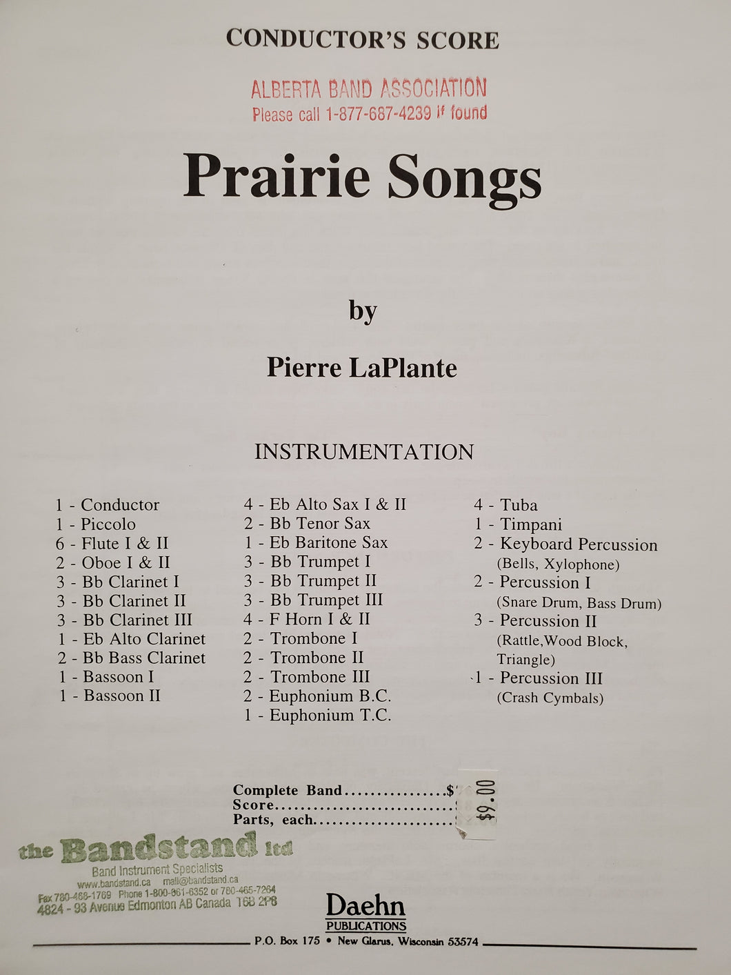 Prairie Songs Pierre La Plante