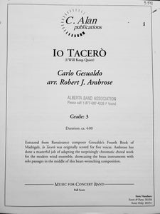 Io Tacero (I Will Keep Quiet) Carlo Gesualdo arr. Robert J. Ambrose