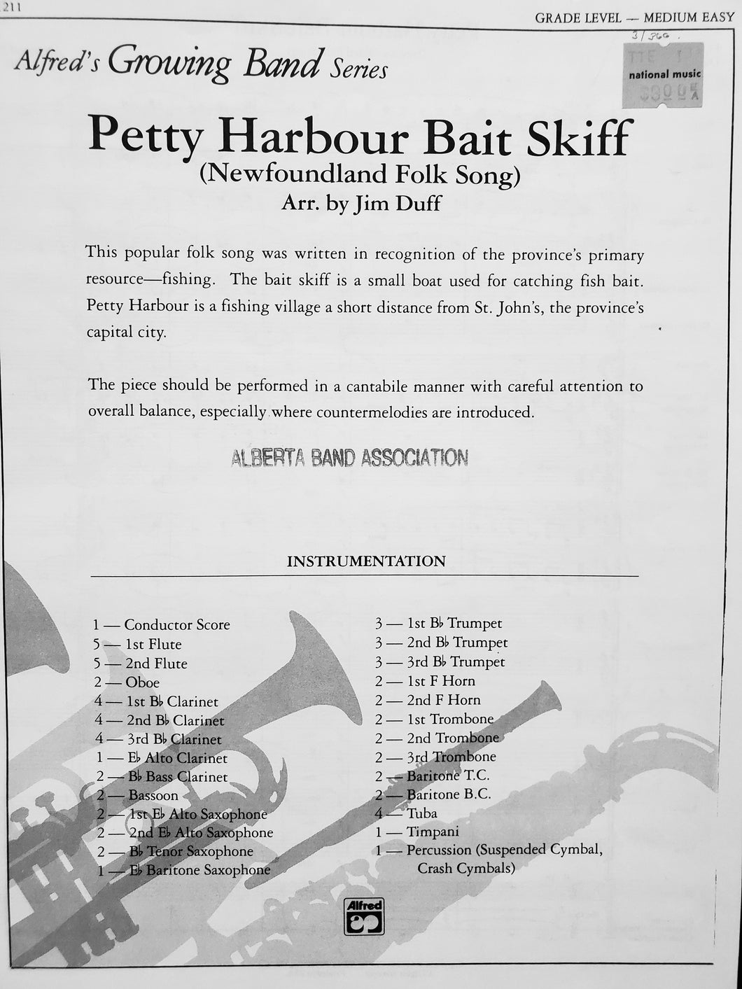 Petty Harbour Bait Skiff arr Jim Duff