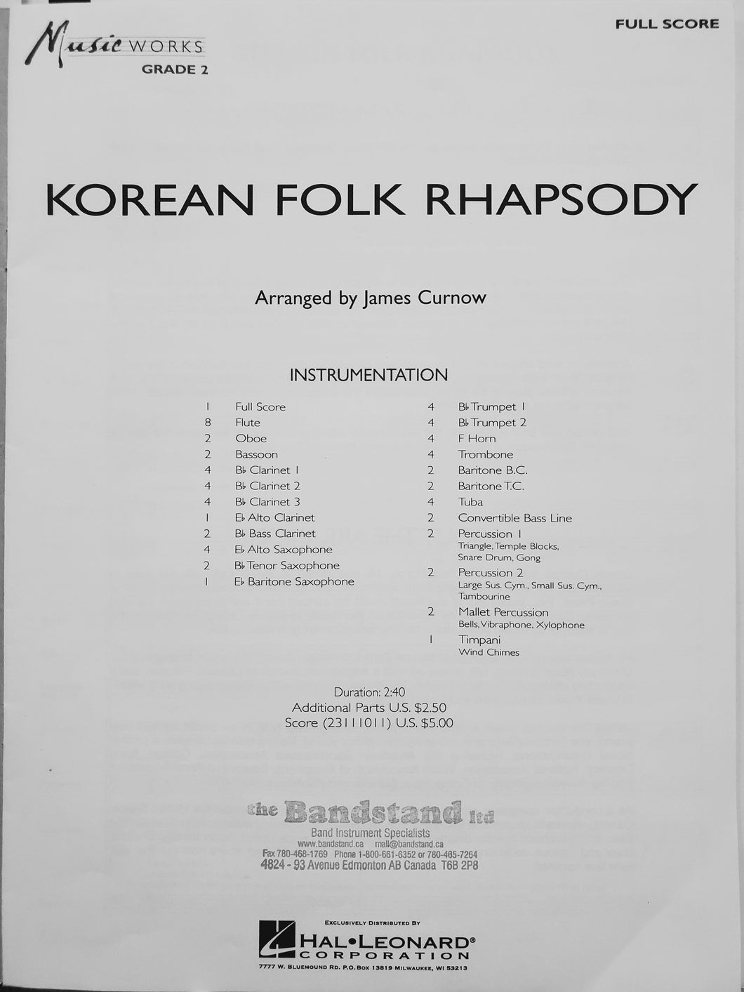 Korean Folk Rhapsody James Curnow