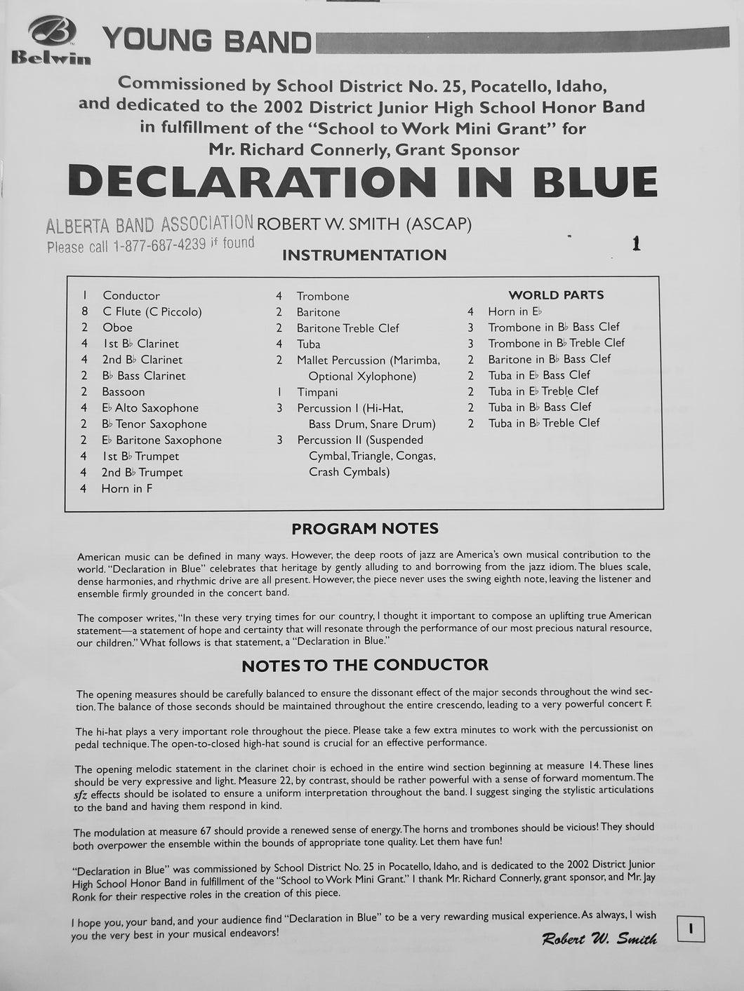 Declaration in Blue Robert W. Smith