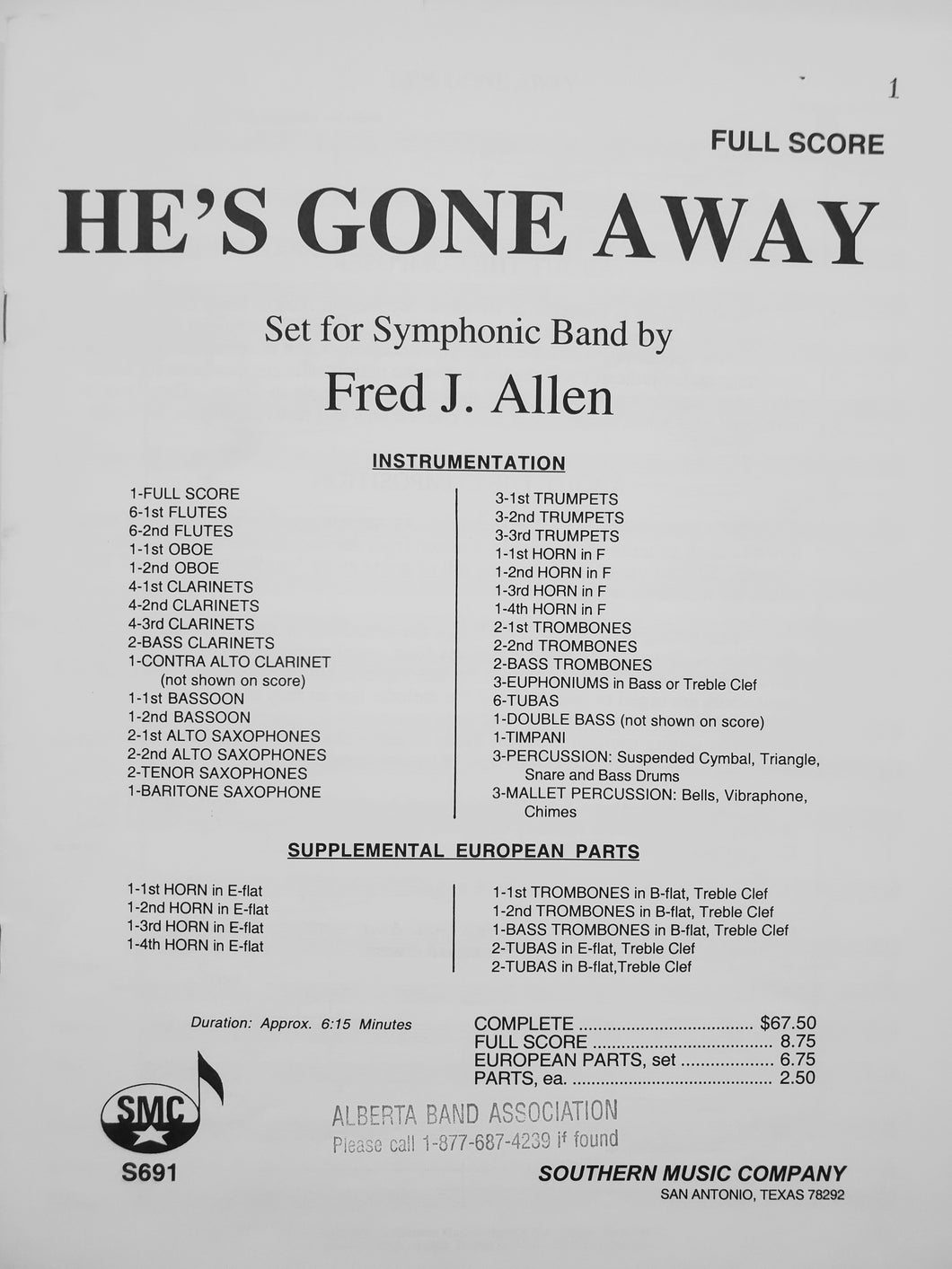 He's Gone Away Fred J. Allen