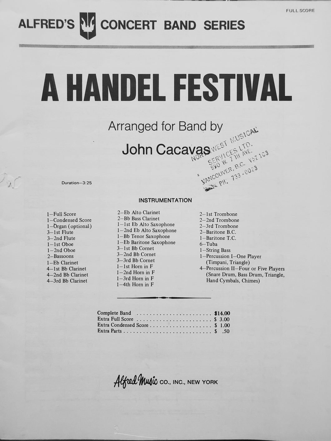 A Handel Festival arr. John Cacavas