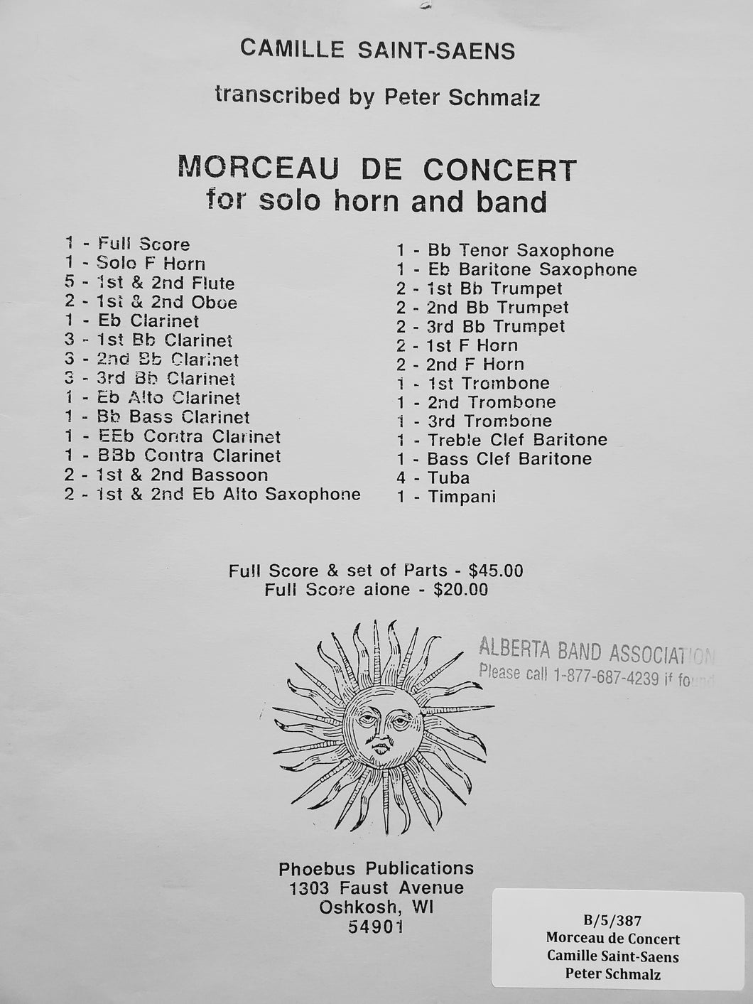 Morceau de Concert Camille Saint-Saens arr. Peter Schmalz