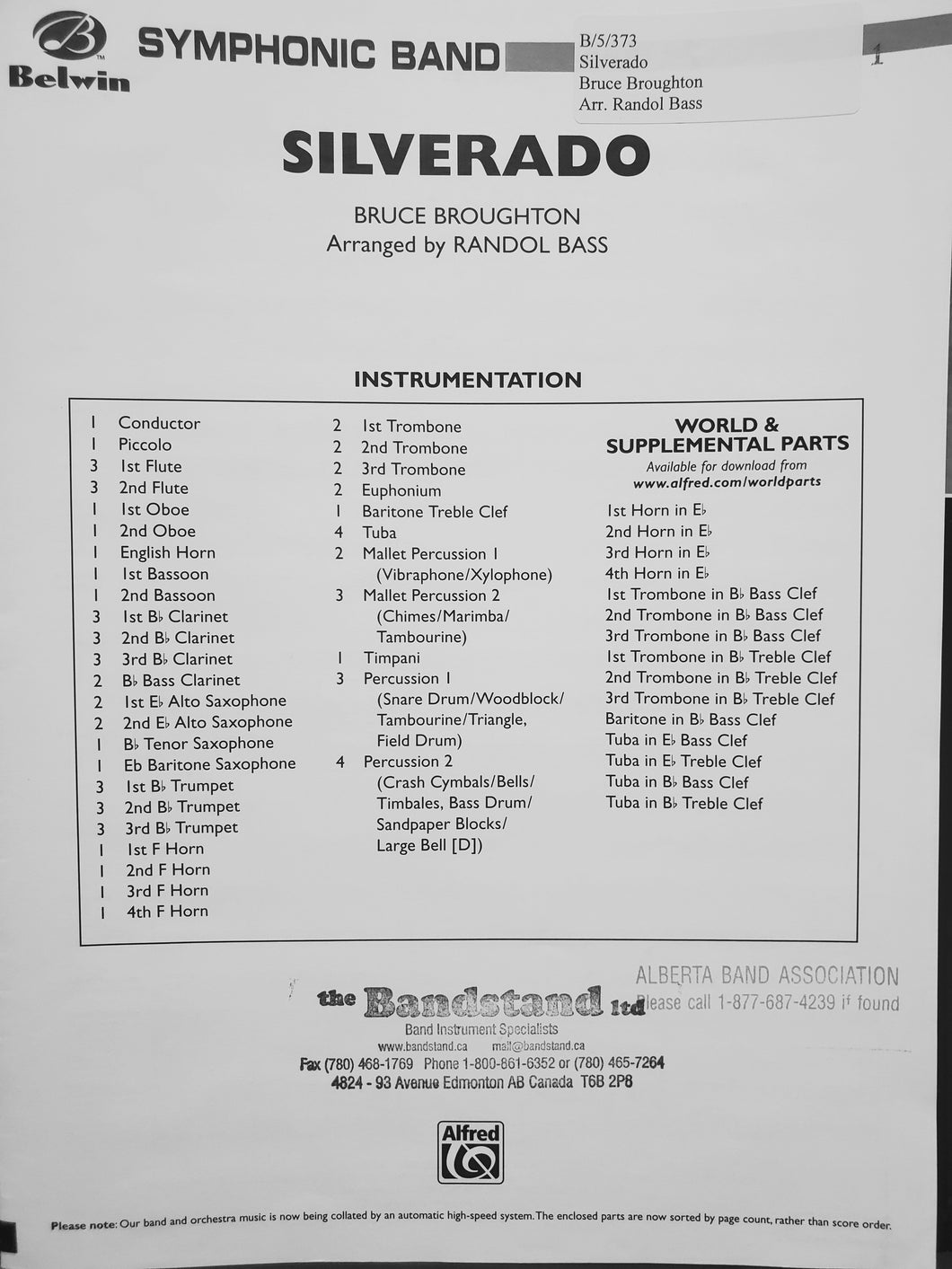 Silverado Bruce Broughton arr. Randol Bass