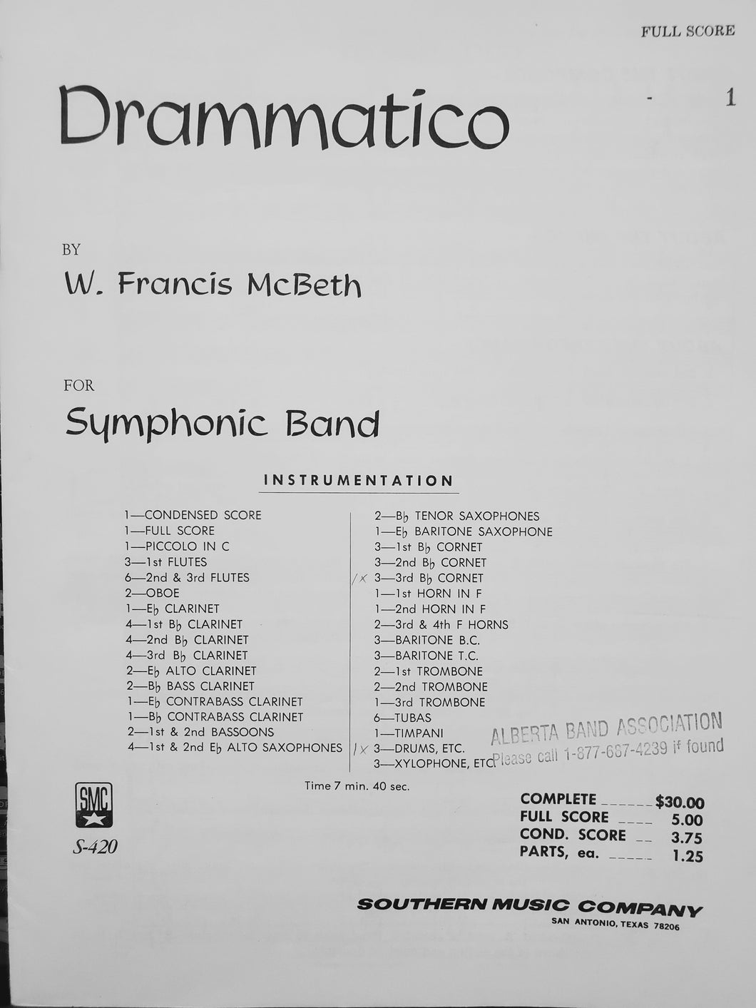 Drammatico W. Francis McBeth