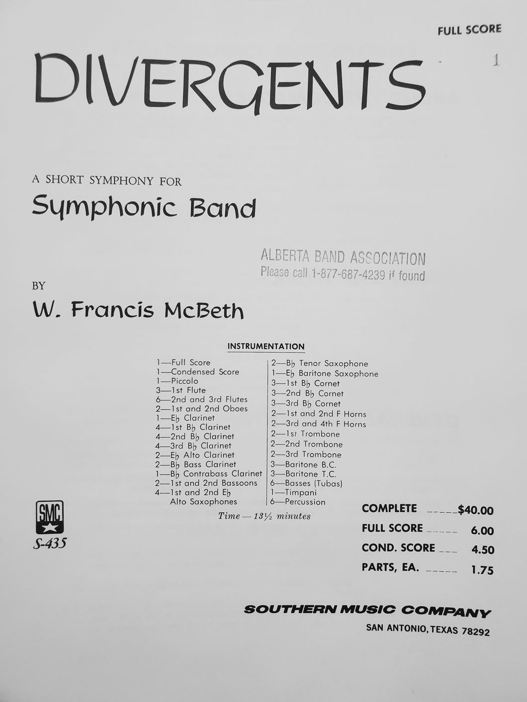 Divergents Francis W. McBeth