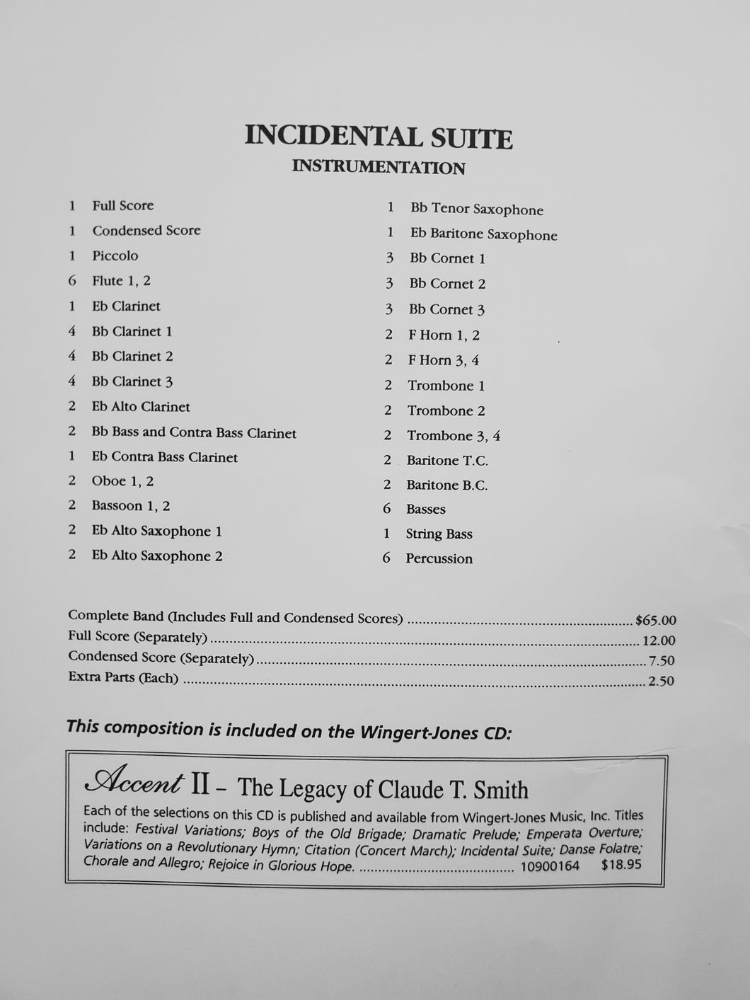 Incidental Suite Claude T. Smith