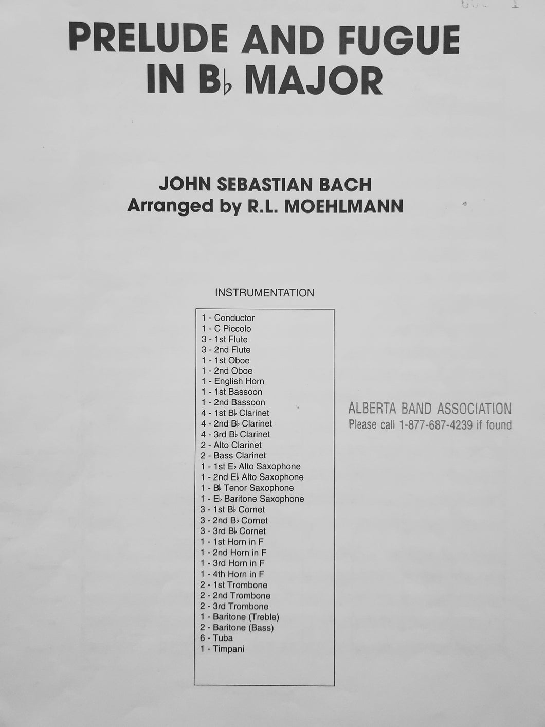Prelude & fugue in G Minor Johann Sebastian Bach arr. R.L. Moehlmann