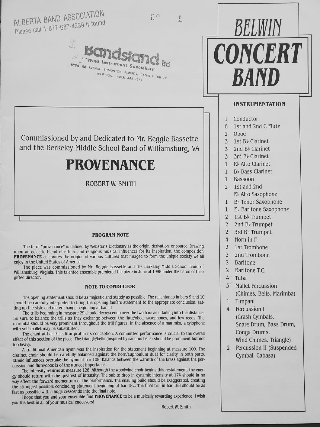 Provenance Robert W Smith