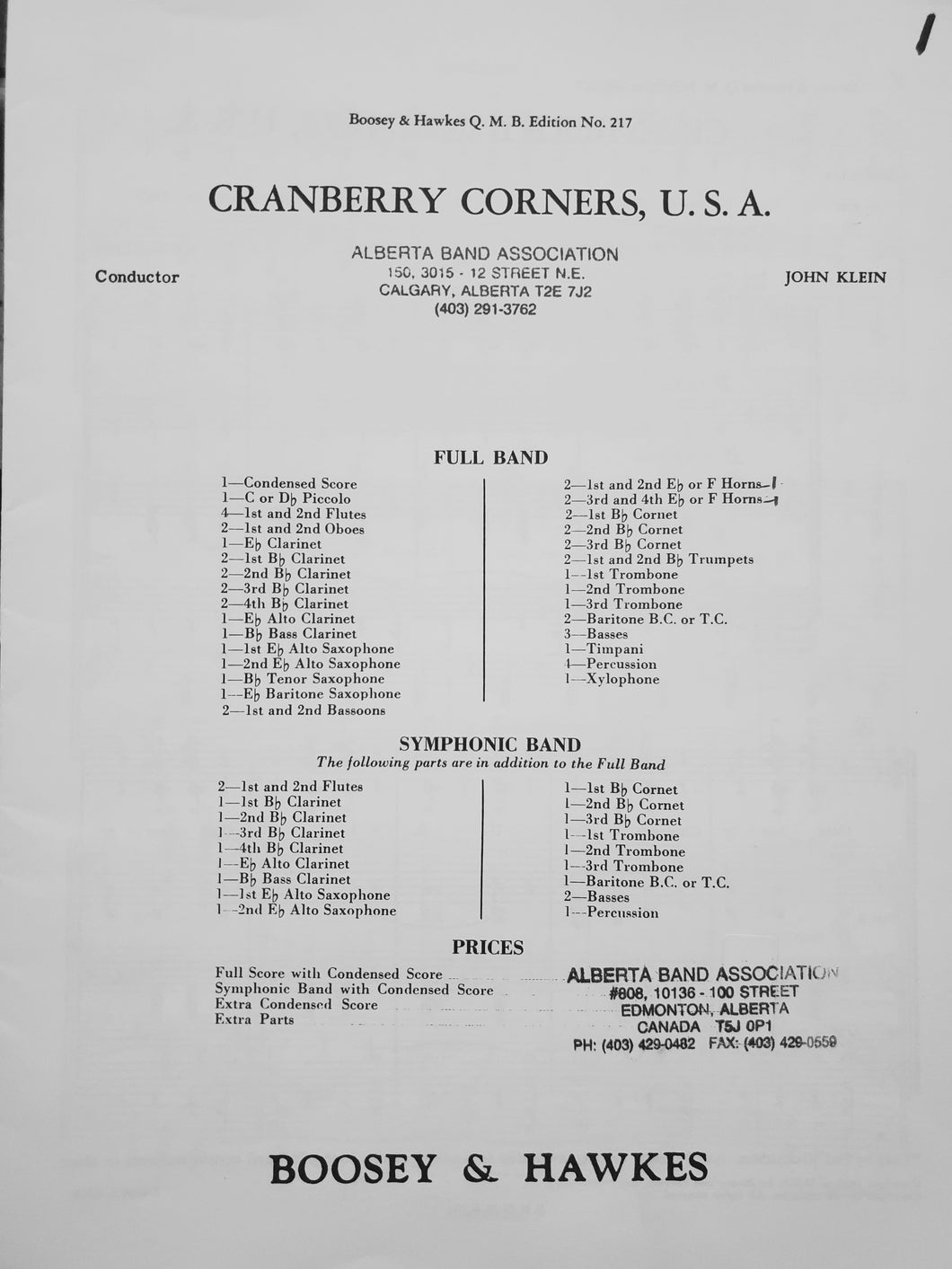 Cranberry Corners U.S.A. John Klein