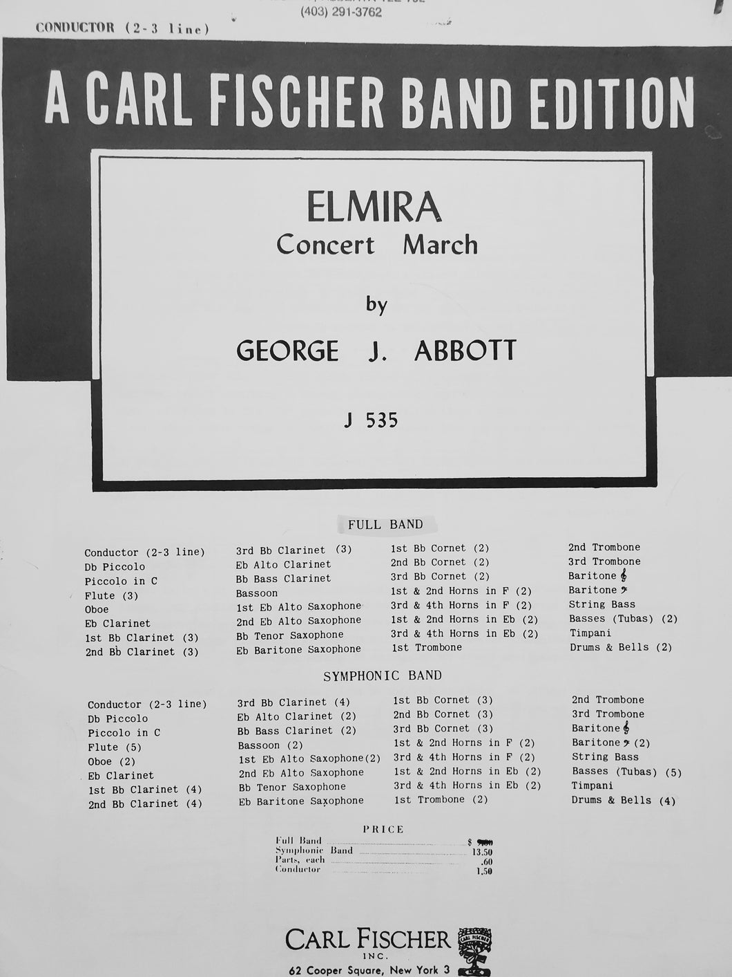 Elmira Concert March George J. Abbott