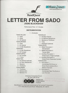 Letter from Sado Jodie Blackshaw